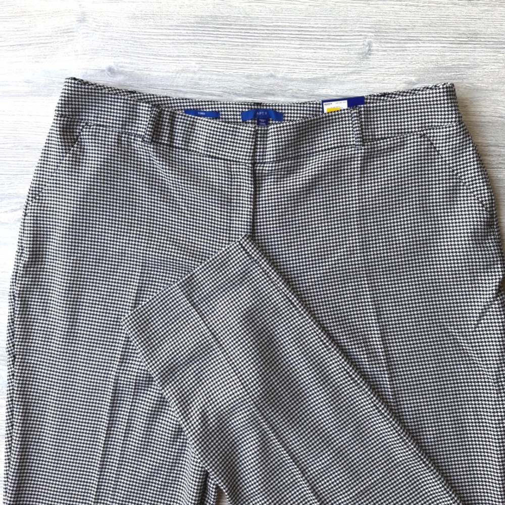 Apt 9 Torie Houndstooth Pants Womens 20W Long Straight Leg Mid Rise Academia NWT